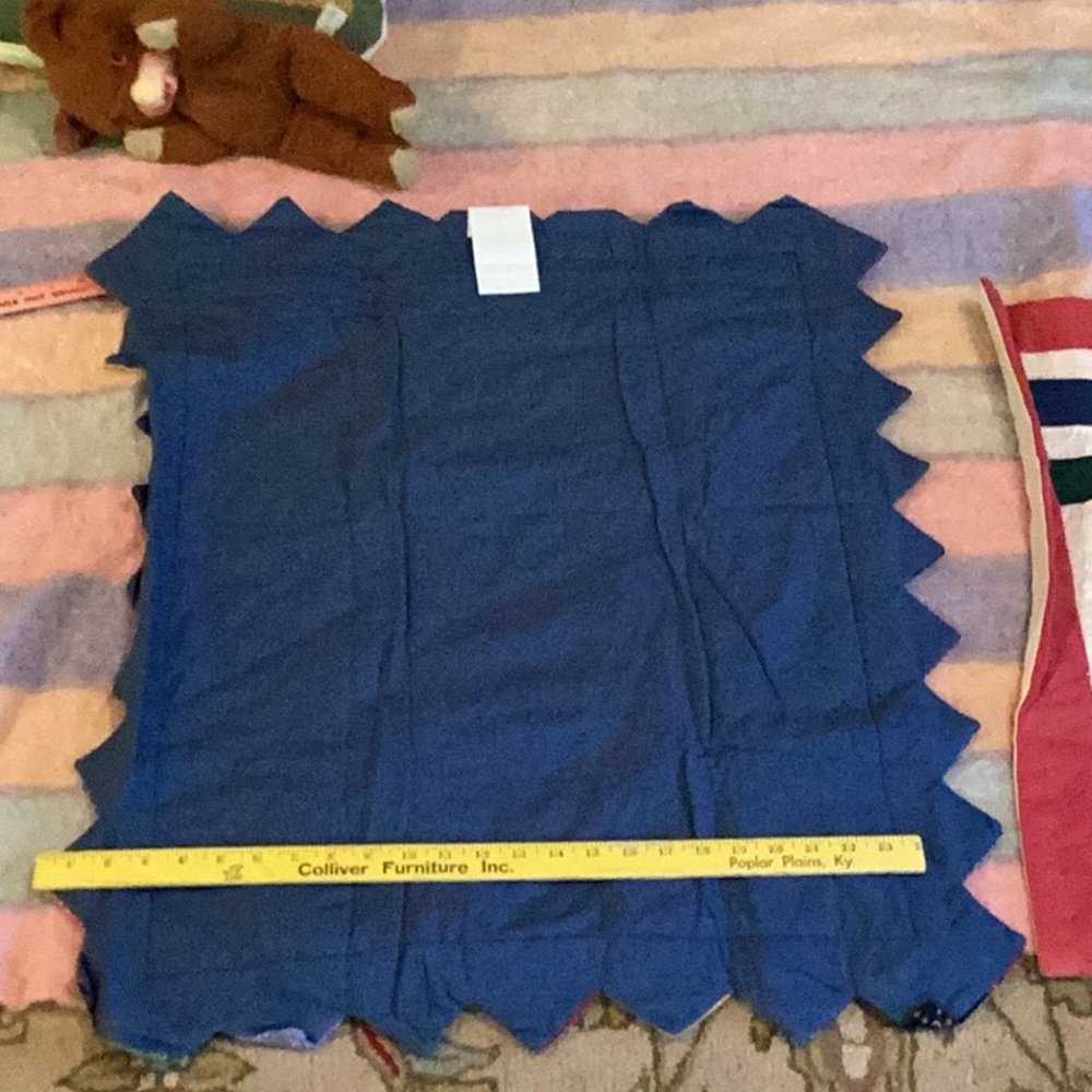 SHAM CHAMBRAY QUILTED PILLOWCASE 21x27 AMAZING POINTS Navy & Red EVC - Picture 2 of 12